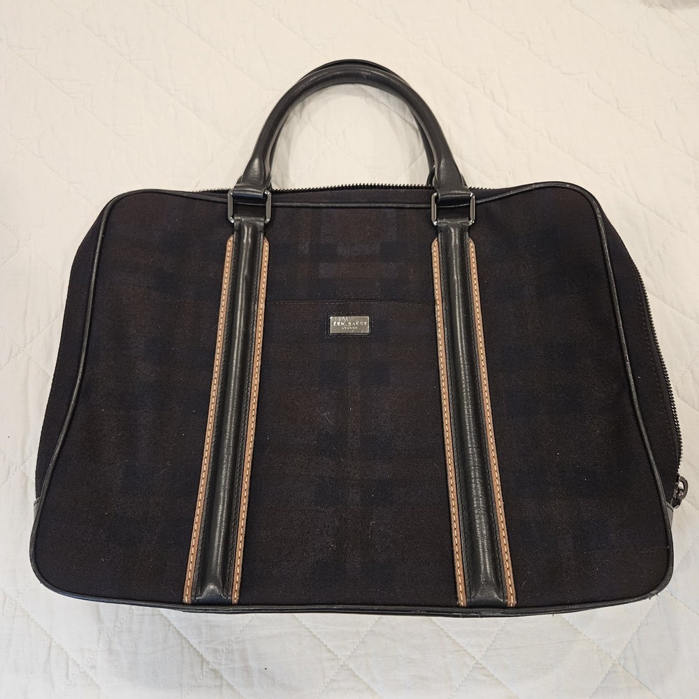 Ted Baker Briefcase Document Messenger Bag  Laptop Plaid 12X15.5 Inches